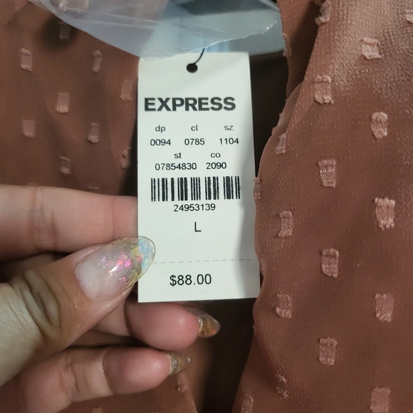EXPRESS PALE RUST RUFFLE MINI DRESS - Picture 3 of 3